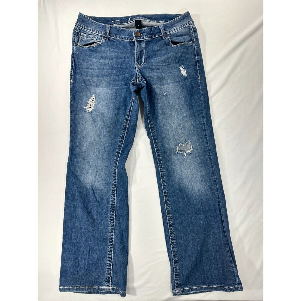 Lane Bryant Faded distressed Thick stitch Bootcut Jeans Vintage Y2K Size 16 BG